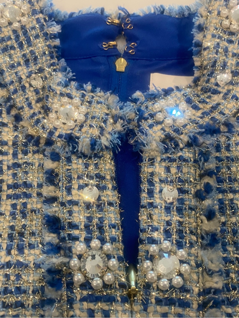 Lilly Pulitzer Teddy Boucle Shift Blue Sparkle Dress EUC - Picture 7 of 8